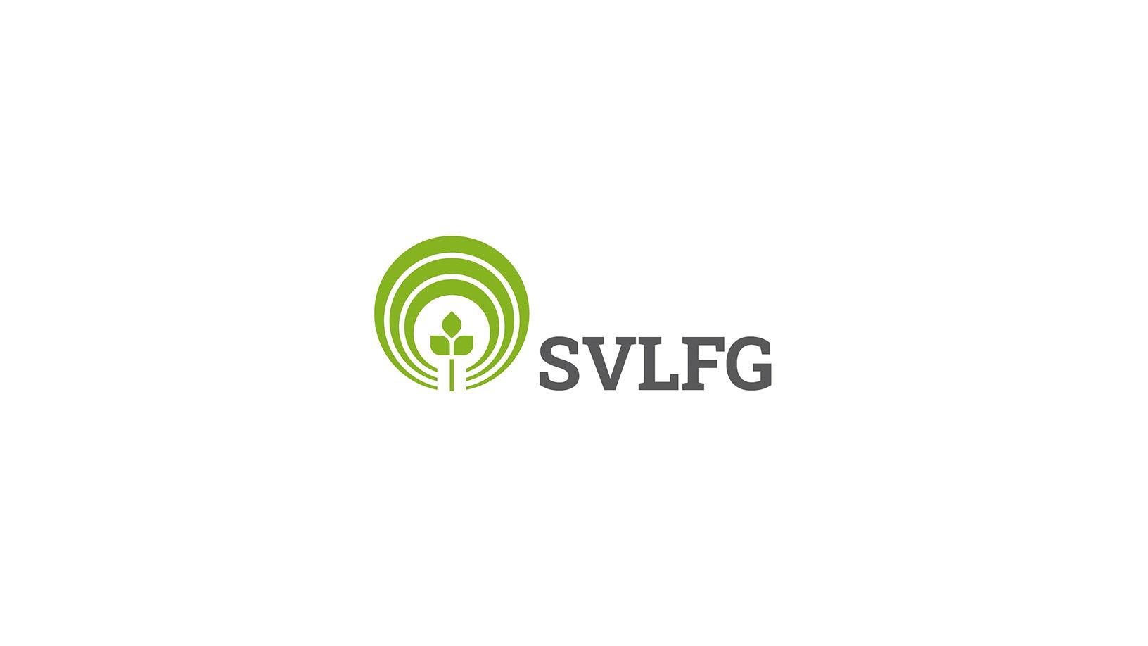 SVLFG logo: A green circular symbol with a stylized plant in the center on the left, and the text “SVLFG” in gray letters on a white background.