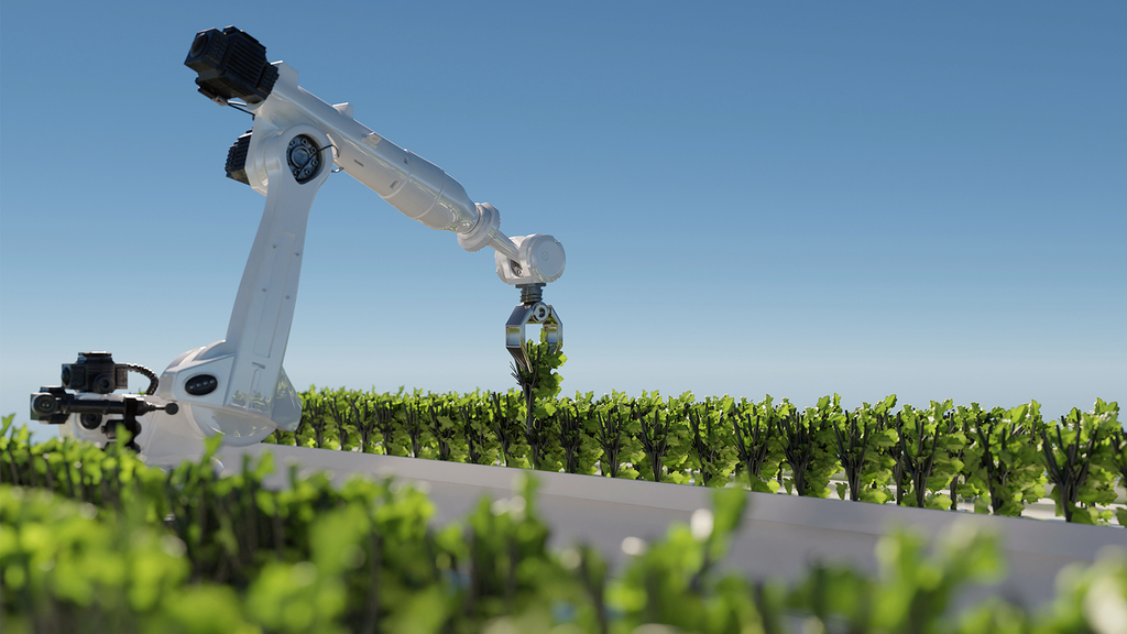 Vergrößerung des Bildes für A modern robotic arm is used in agriculture and horticulture..