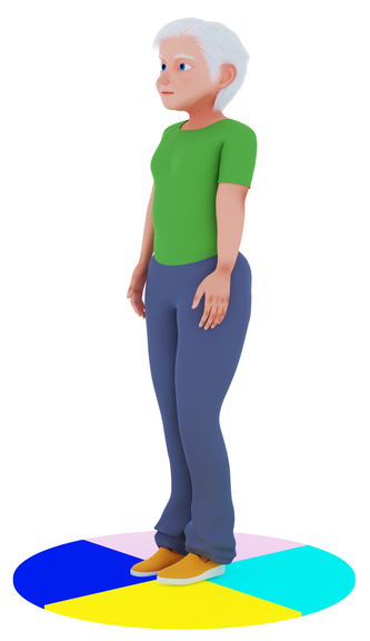 Vergrößerung des Bildes für Avatar, der Tippübung zeigt. Hier steht er in der Ausgangsposition..